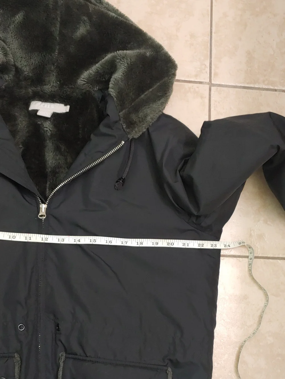 J. Crew Coat Men's Fur Lined Black Hooded Jacket Size M